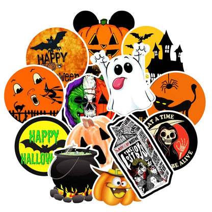 50 pieces of horror creative Halloween graffiti stickers, personalized DIY laptop water cup refrigerator phone case waterproof decorative sticker toys