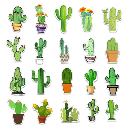 50PCS cartoon fresh and cute cactus decorative style graffiti stickers, personalized, fashionable and creative DIY exquisite decorative decal cups, helmets, skateboard popular sticker toys