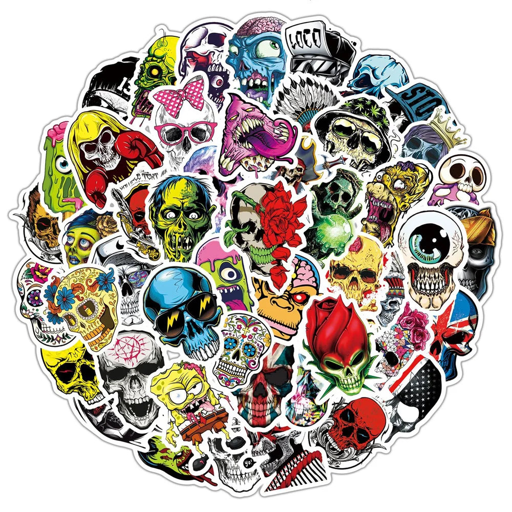 50PCS Symphony Horror Skull Personality Graffiti Sticker Skateboard Water Cup Trolley Case Waterproof Sticker