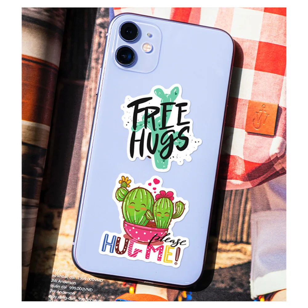 50PC Cactus Sticker Ins Wind Green Small Fresh Plant Notebook Skateboard Water Cup Small Sticker