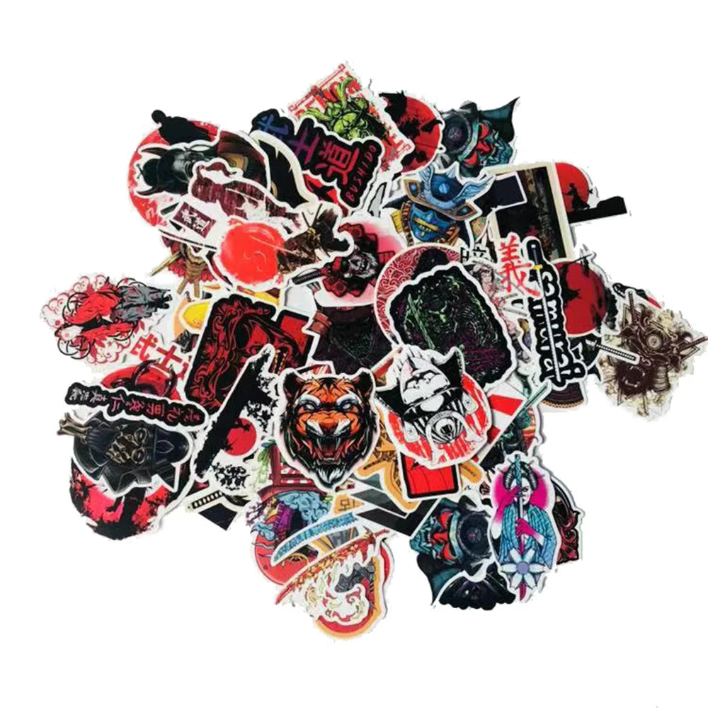 50PCS Cartoon Warrior Retro Luggage Trolley Suitcase Doodle Sticker Notebook Helmet Sticker