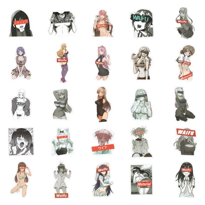 50PCS Anime Waifu Girl Cartoon Stickers Mobile Phone Stickers Laptop Stickers Luggage Stickers