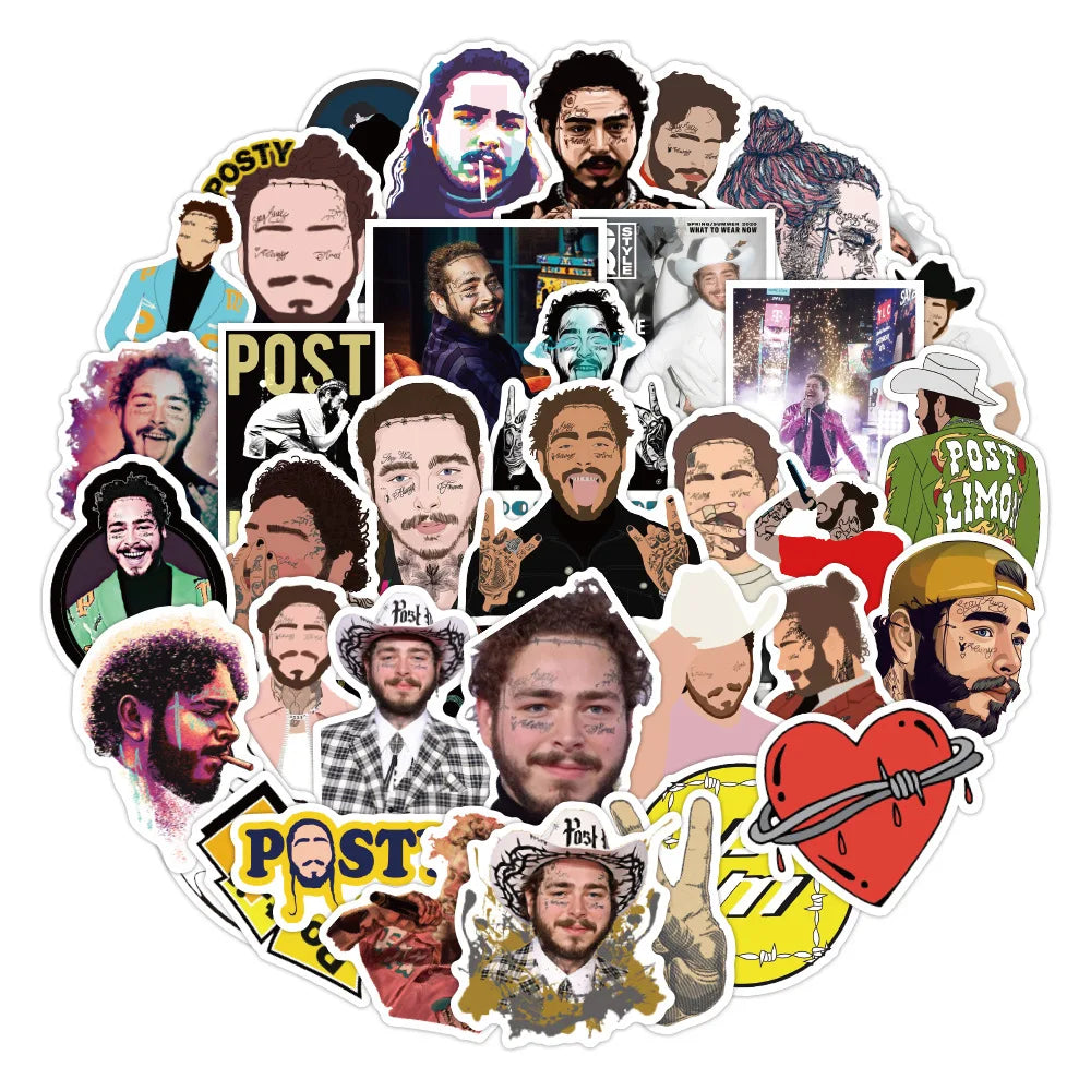 50PCS Singer Boz Malone Graffiti Sticker Waterproof Suitcase Notebook Refrigerator Children's Water Cup Sticker