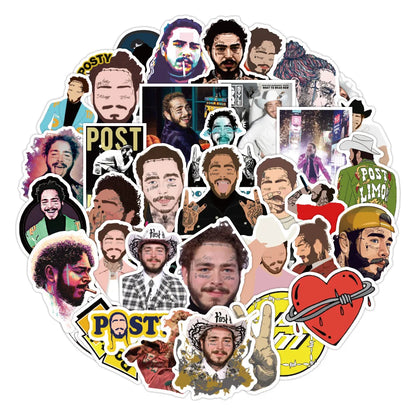 50PCS Singer Boz Malone Graffiti Sticker Waterproof Suitcase Notebook Refrigerator Children's Water Cup Sticker