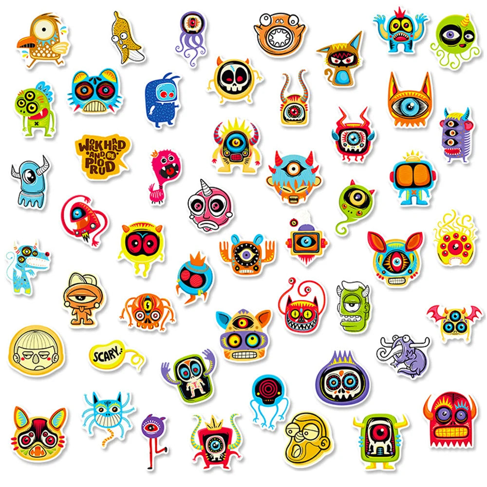 50PCS Little Monster Personality Cartoon Anime Graffiti Stickers Laptop Phone Case Bicycle Guitar Sticker