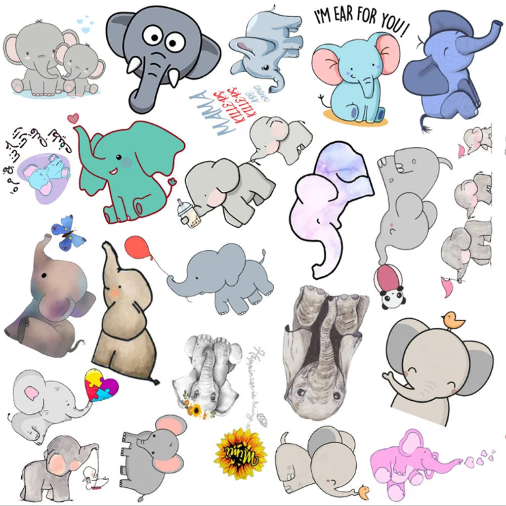 50PCS cartoon cute elephant decorative style graffiti stickers, personalized, fashionable and creative DIY exquisite decorative decal cups, helmets, skateboard popular sticker toys