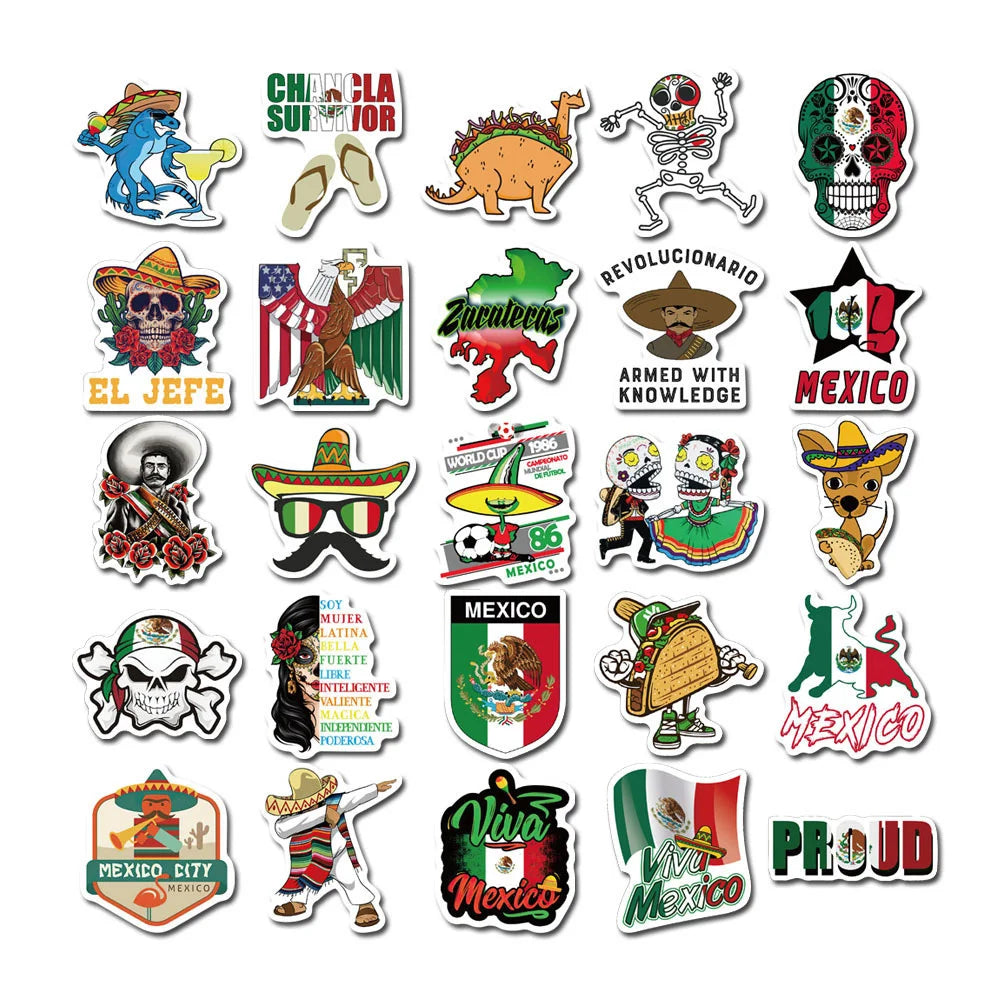 50PCS Mexican Style Personalized Graffiti Laptop Luggage Guitar Toy Decoration Sticker