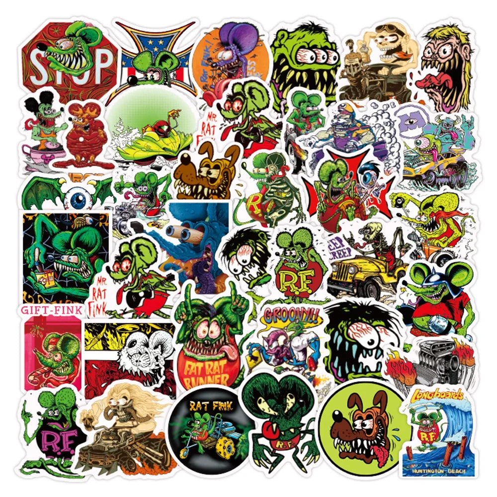 50PCS Horror Fink Mouse Cartoon Anime Graffiti Sticker Notebook Guitar Skateboard Mobile Gift Toy Sticker