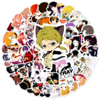 50PCS Animation Bungou Stray Dogs Graffiti Sticker Suitcase Notebook Personalized Waterproof Refrigerator Guitar