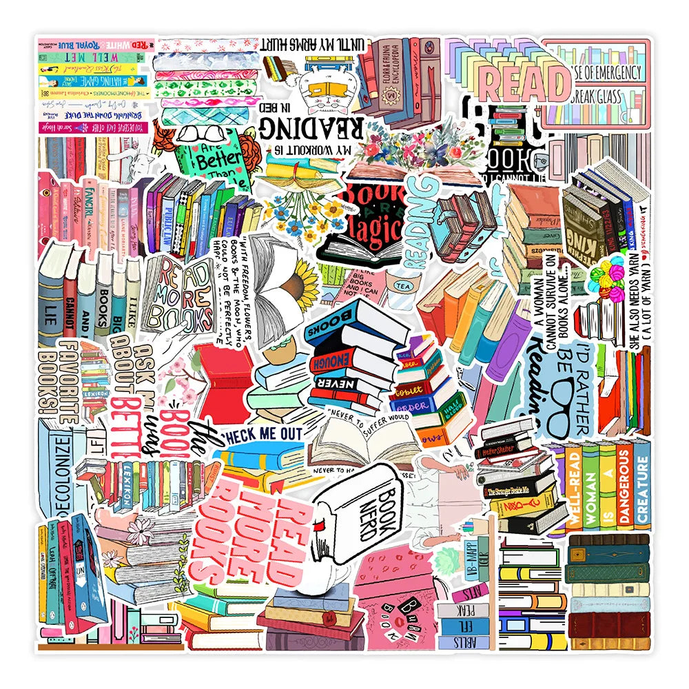 50PCS Book Reading Graffiti Stickers Computer Mobile Phone Tablet Computer Decorative Stickers