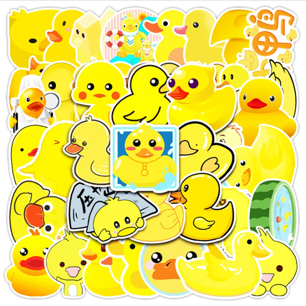 50 pieces of cute cartoon yellow duck decorative style graffiti stickers, personalized, fashionable and creative DIY exquisite decorative sticker cups, helmets, skateboard popular sticker toys