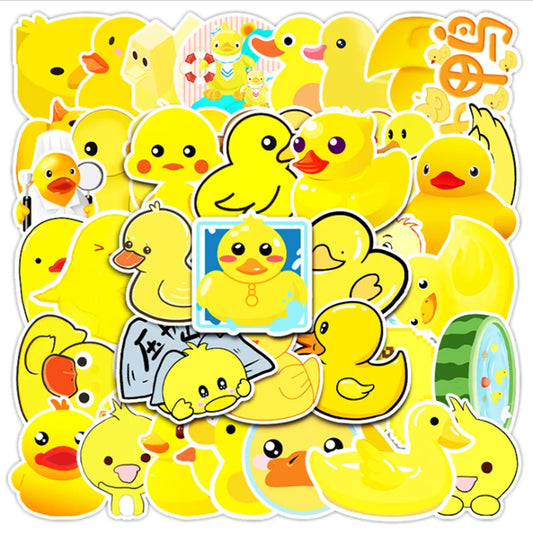 50 pieces of cute cartoon yellow duck decorative style graffiti stickers, personalized, fashionable and creative DIY exquisite decorative sticker cups, helmets, skateboard popular sticker toys