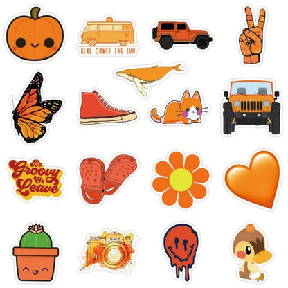 50PCS   Orange Fresh Series Cartoon Animal Graffiti Laptop Car Skateboard Guitar Waterproof Sticker Toy