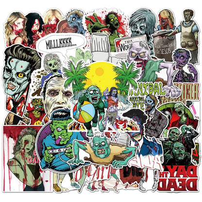 50PCS Zombie Graffiti Sticker Personality Horror DIY Handbook Notebook Skateboard Luggage Sticker
