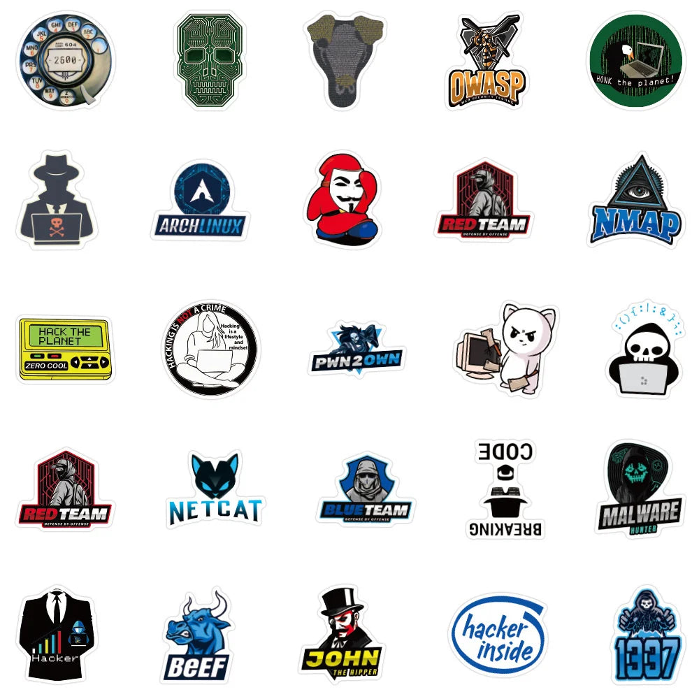 50PCS Hacker Graffiti Sticker Thermos Cup Luggage Car Battery Car Phone Sticker