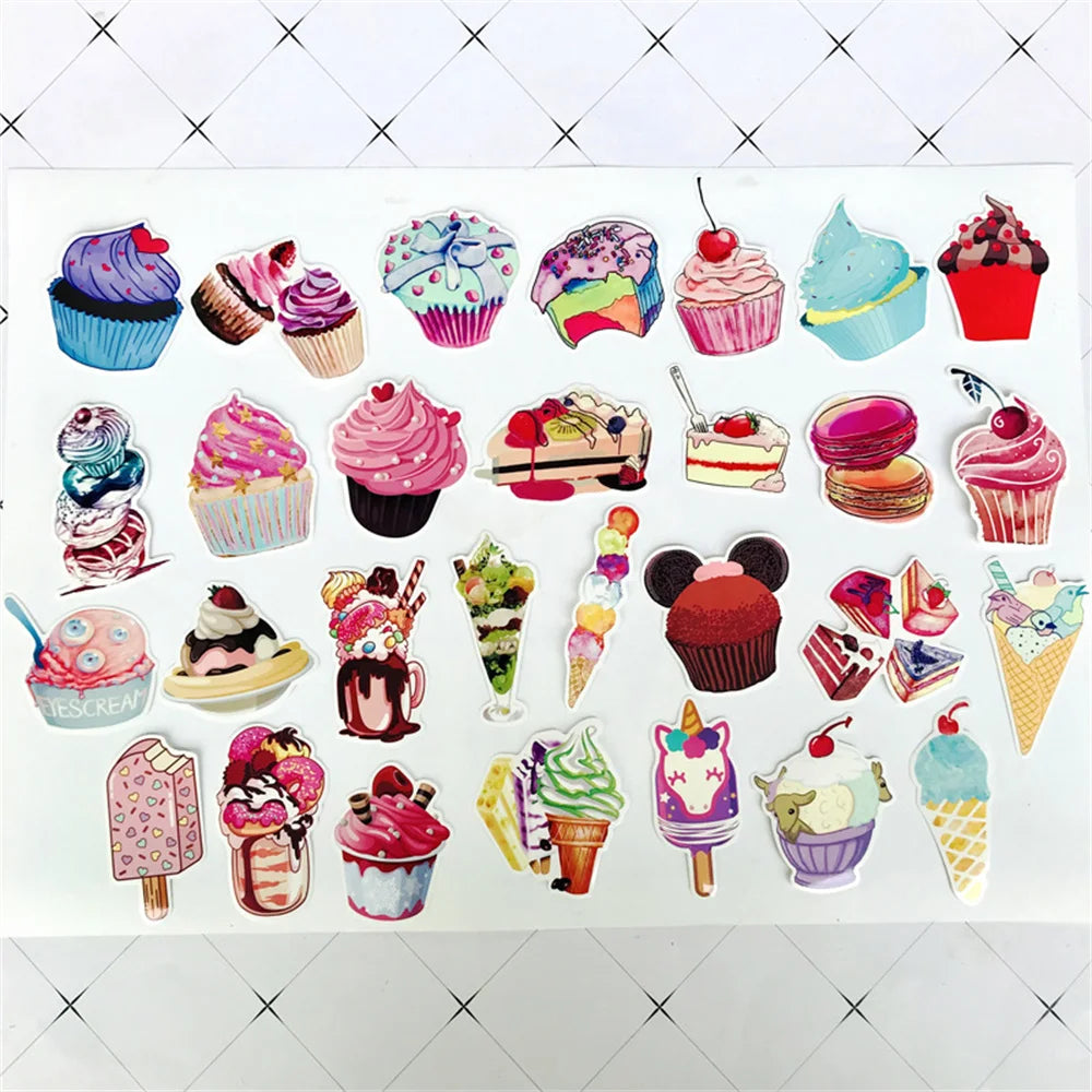 50PCS Cartoon Girl Heart Dessert Cake Baking Packaging Graffiti Sticker Notebook Trolley Box Scooter PVC Sticker