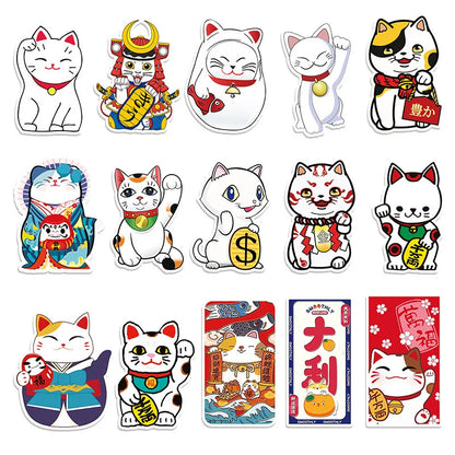 50 pieces of cartoon cute cat-attracting decorative style graffiti stickers, personalized, fashionable and creative DIY exquisite decorative decal cups, helmets, skateboard popular sticker toys