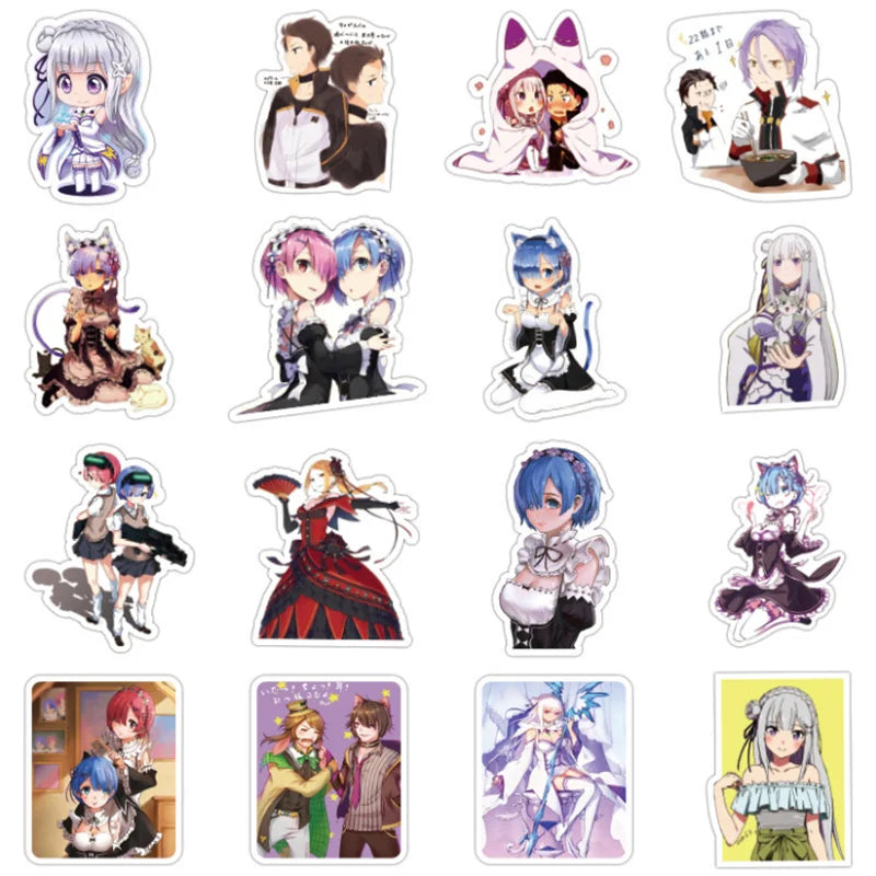 50PCS of cute anime girl life graffiti stickers from zero different worlds, personalized DIY waterproof car luggage box, laptop phone case graffiti sticker toys
