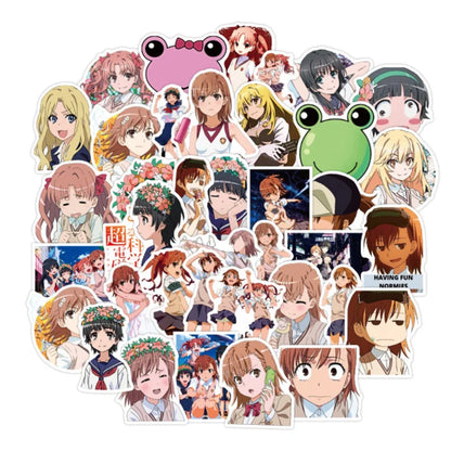 50PCS Anime A Scientific Super-electromagnetic Gun Graffiti Suitcase Notebook Waterproof Cartoon Stickers Decorative Toys