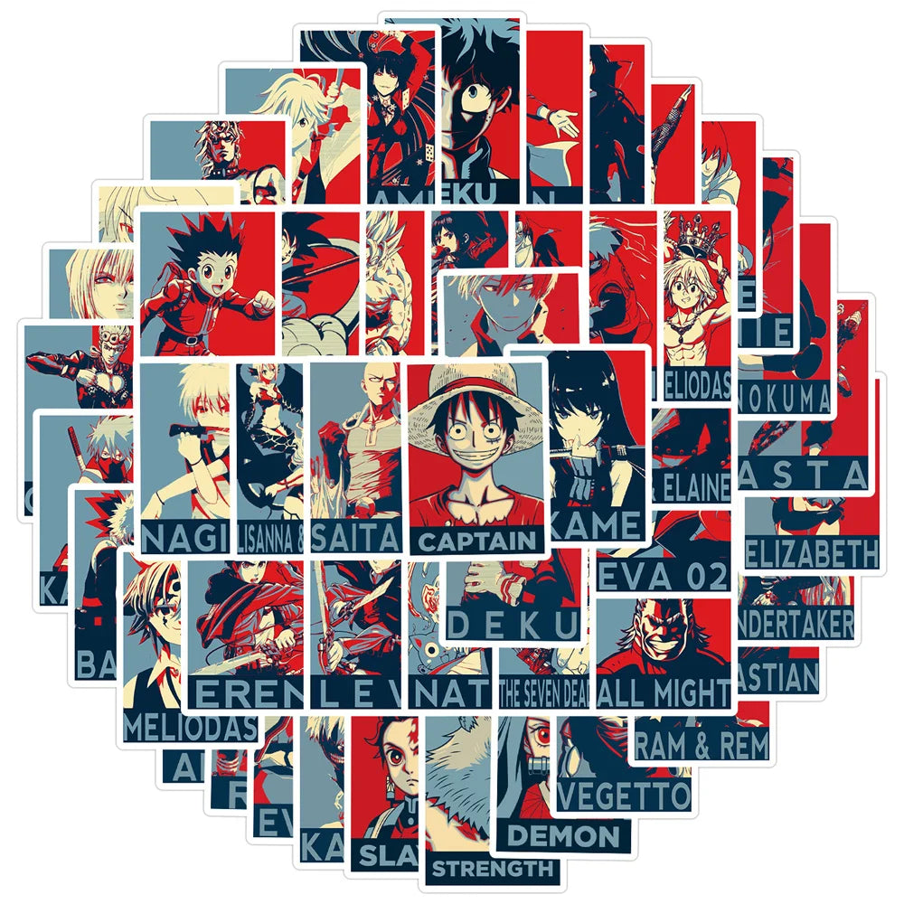 50PCS/Anime Character Collection Graffiti Laptop Guitar Motorcycle Luggage Skateboard Bike Waterproof Sticker
