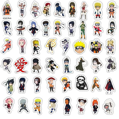 50PCS Japanese Anime Ninja Cute Cartoon Geometric Luggage Notebook Graffiti Movable Waterproof Helmet Sticker