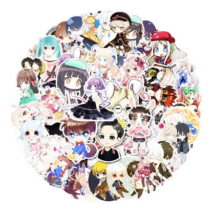 50PCS Cute Girl Small Fresh Two-dimensional Luggage Sticker, Suitcase Car Graffiti Phone Sticker