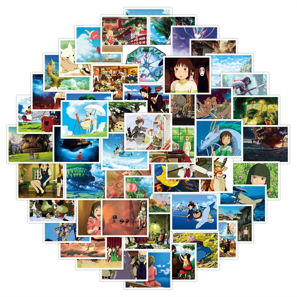 50PCS Cartoon Miyazaki Hayao Cute Anime Character Diary Graffiti Skateboard Decoration Waterproof Sticker Toy