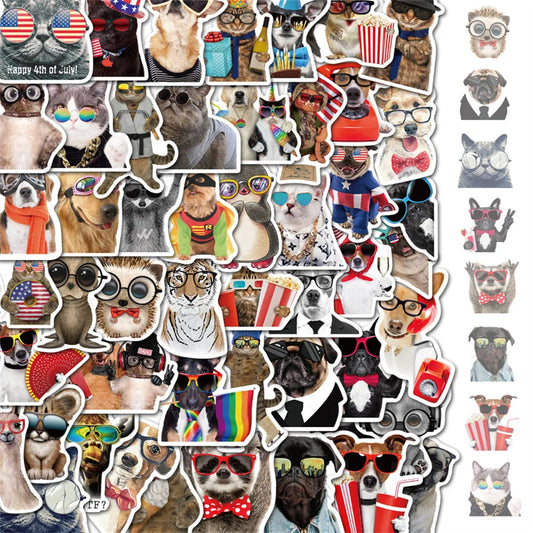 50PCS of cute animal dog series graffiti stickers, personalized DIY suitcase, diary book, skateboard, phone case, laptop decoration, waterproof sticker toys