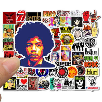 50pcs Classic Cartoon Rock Hip-Hop Band Graffiti Waterproof Skateboard Personalized Luggage Computer Stickers