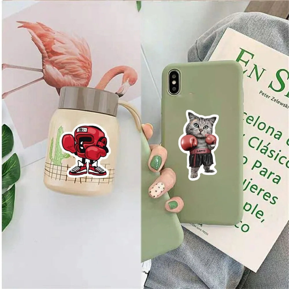 50PCS Boxing Match Muscle Strength Sticker Notebook Trolley Case Bike Scooter Waterproof Graffiti Gift Toy Sticker