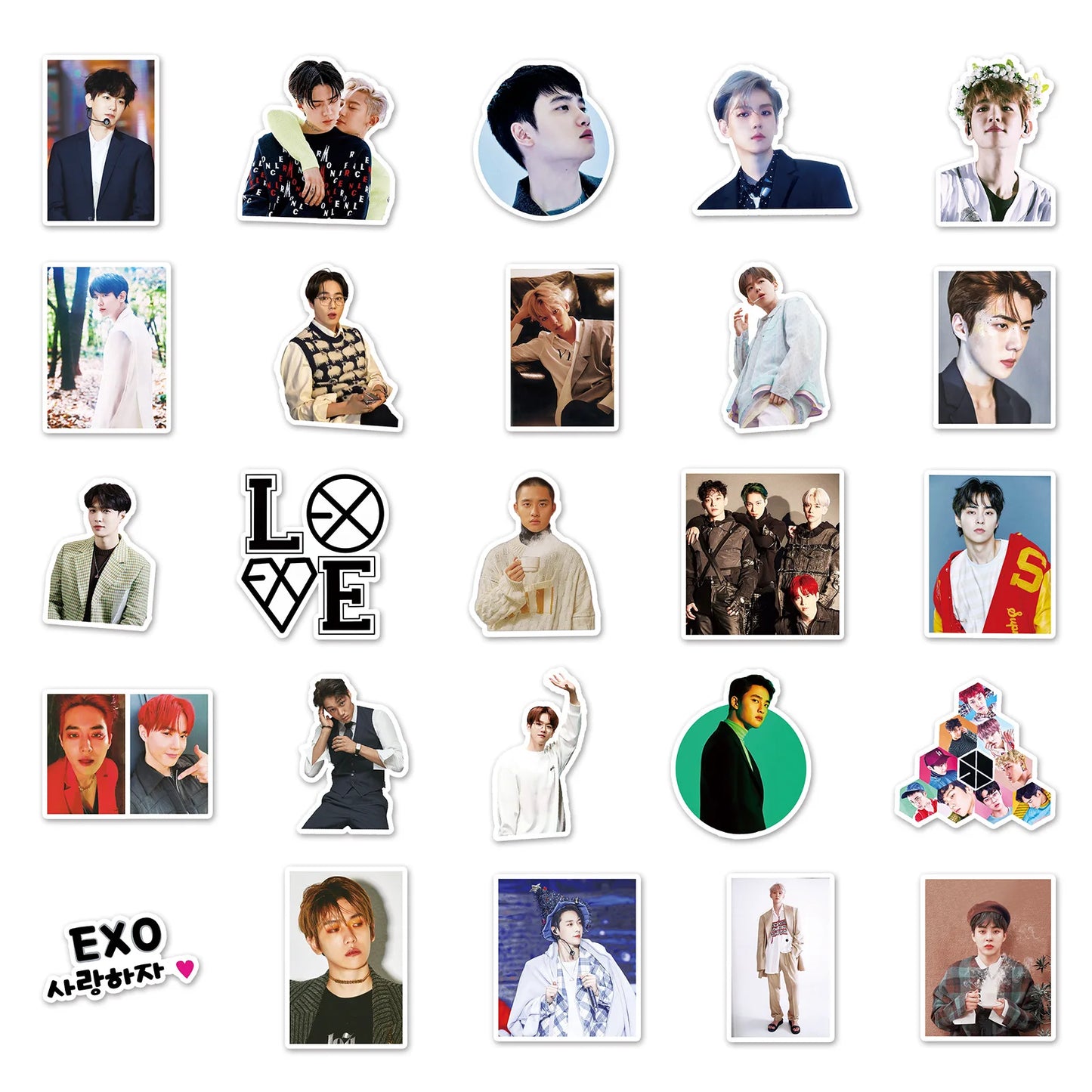 50pcs Korean Exo Men's Group Graffiti Sticker DIY Suitcase Laptop Scooter Guitar Star Sticker Waterproof
