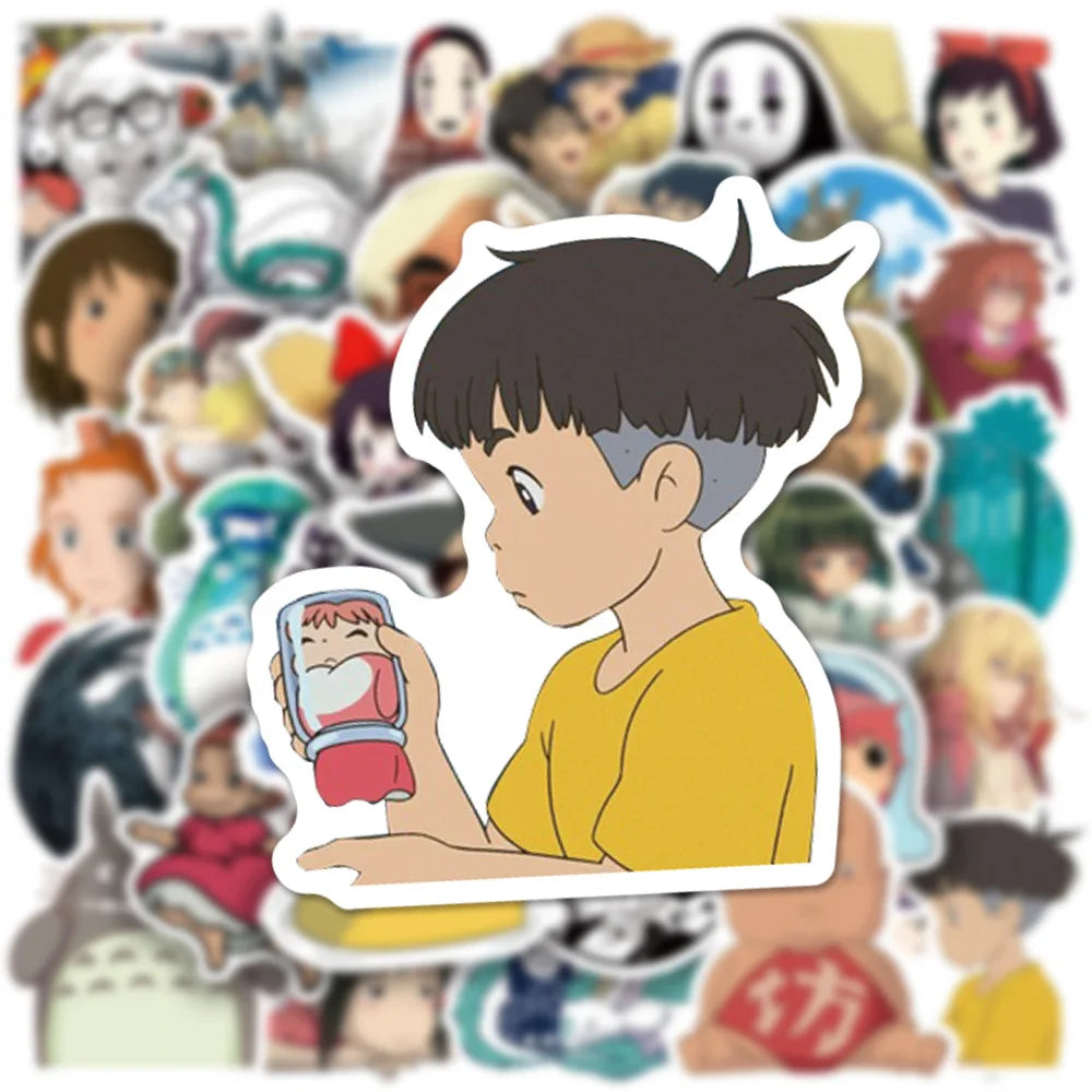 50PCS Hayao Miyazaki Anime Graffiti Waterproof Helmet Laptop Luggage Bike Skateboard Cartoon Cute PVC Sticker
