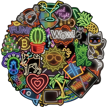 50PCS Neon Graffiti Laptop Guitar Motorcycle Luggage Skateboard Bike Waterproof Sticker