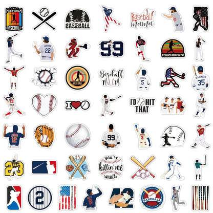 50PCS cartoon sports baseball graffiti stickers, suitable for notebook, suitcase, planner, decorative graffiti, waterproof sticker toys