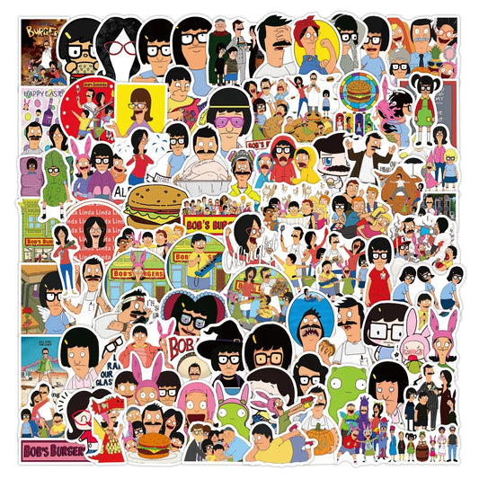 50PCS New Bob Hamburger Graffiti Sticker Notebook Skateboard Car Trunk Refrigerator Waterproof Sticker Custom