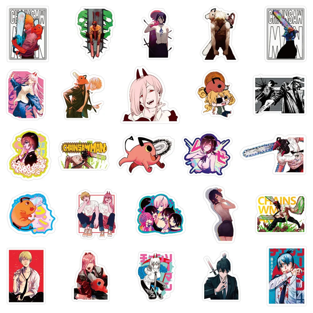 50PCS Cartoon Anime Chainsaw People Graffiti Stickers Cartoon Car Luggage Laptop Scooter Stickers