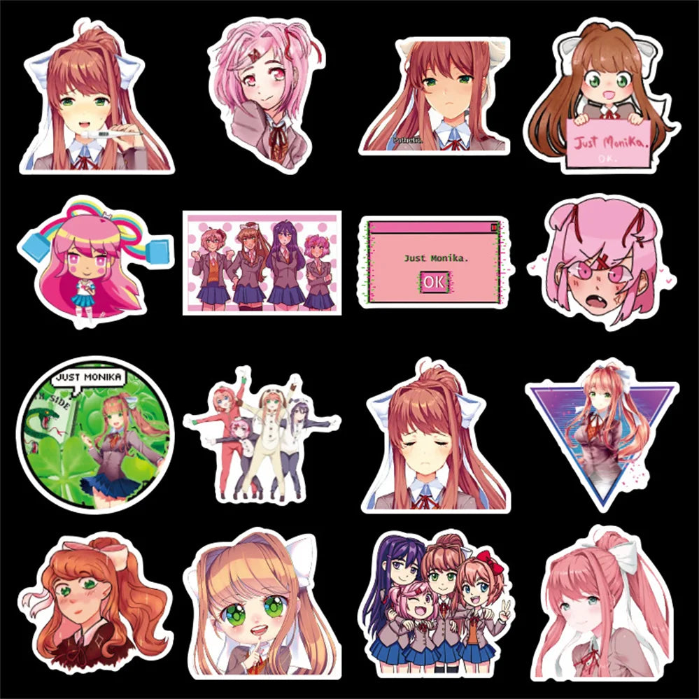 50PCS cartoon Japanese anime Heartbeat Literature Department Monica graffiti stickers, personalized DIY suitcases, suitcase phone cases, laptop waterproof decorative stickers toys