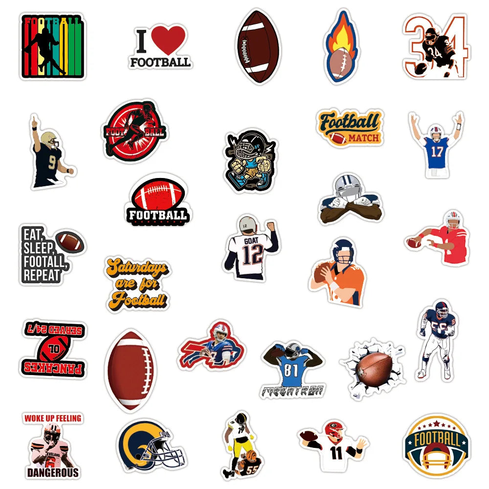 50pcs Football Football Graffiti Sticker Waterproof Luggage Compartment Notebook Scooter Water Cup Sticker Custom