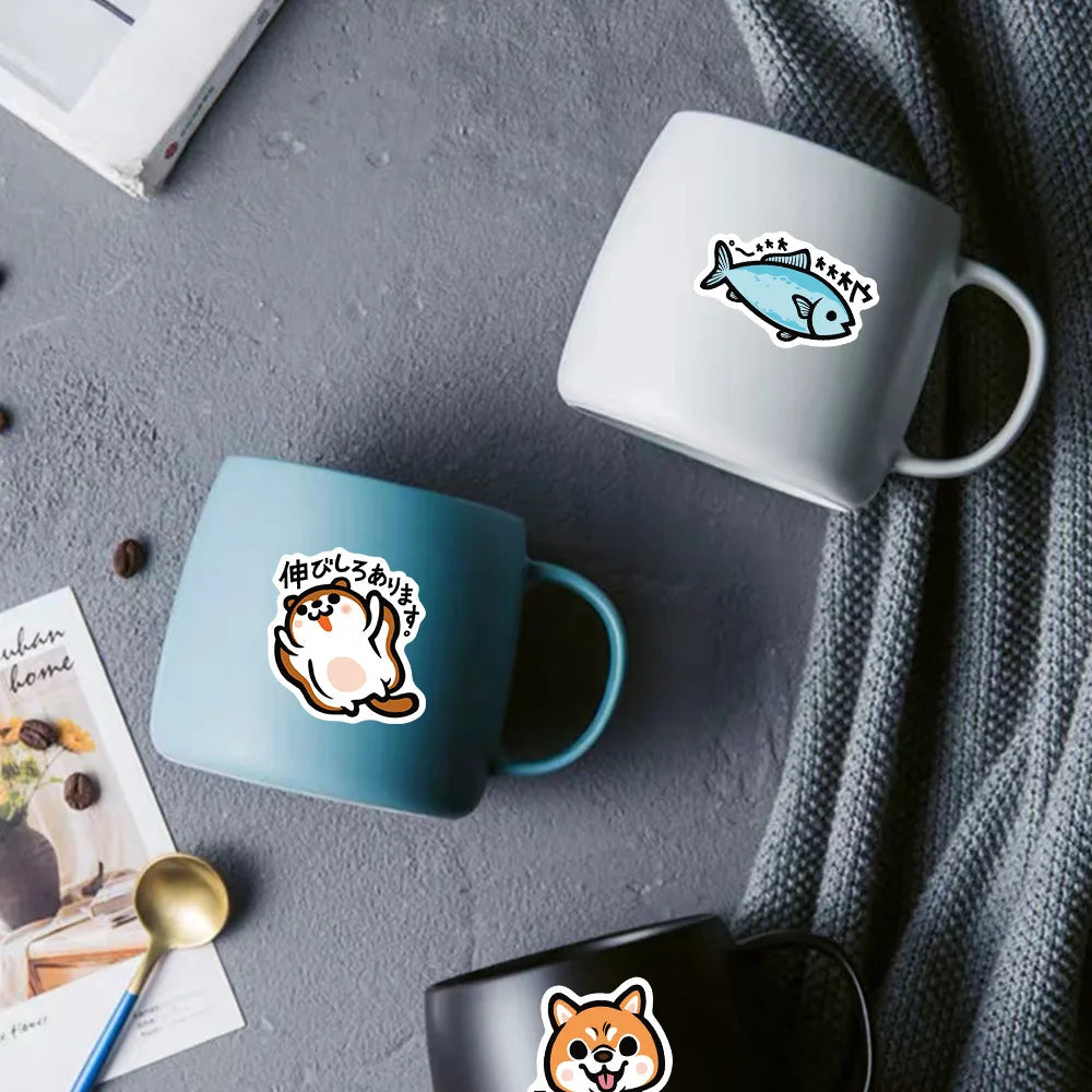 50pcs Japanese Simple Cartoon Cute Animal Graffiti Suitcase Skateboard Water Cup Notebook Stickers Waterproof