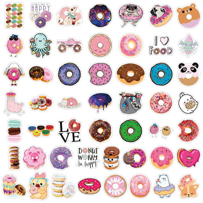 50PCS Donut Series Graffiti Sticker Waterproof Luggage Laptop Scooter Water Cup Refrigerator Sticker