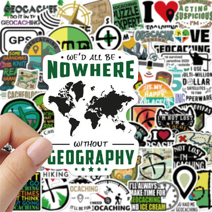 50PCS Geocaching Series Geographic Graffiti Waterproof Sticker Suitcase Notebook Refrigerator Skateboard WaterCup