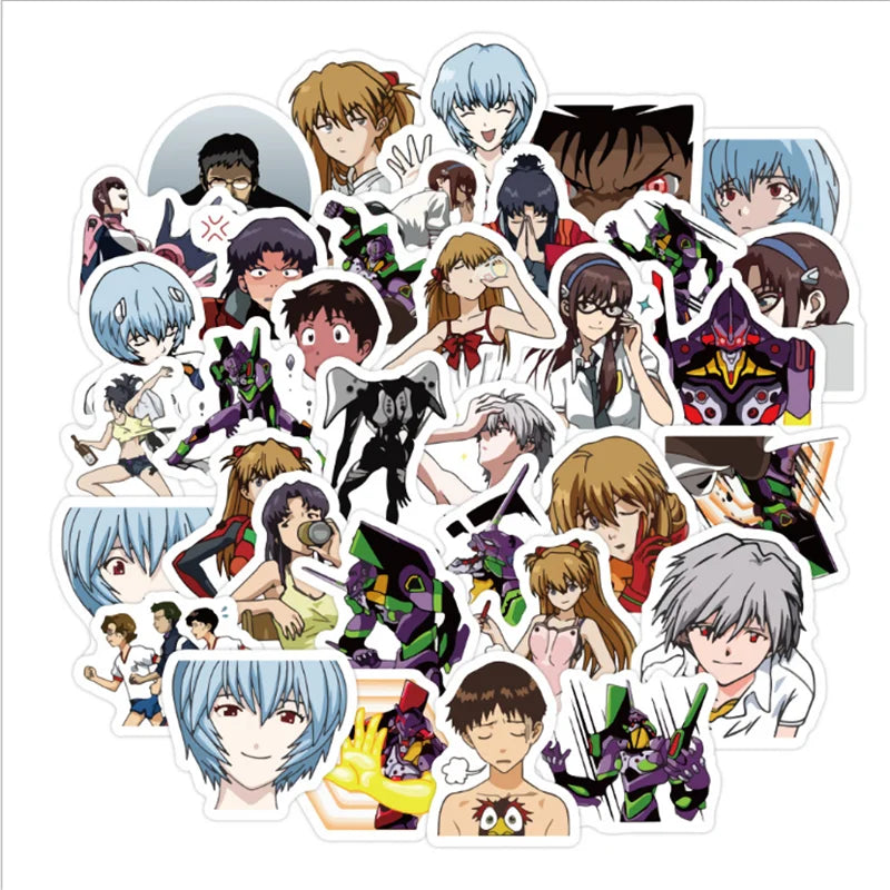 50PCS Evangelion Cartoon Tenman Manual Sticker Water Cup Notebook Stationery Decoration Toy