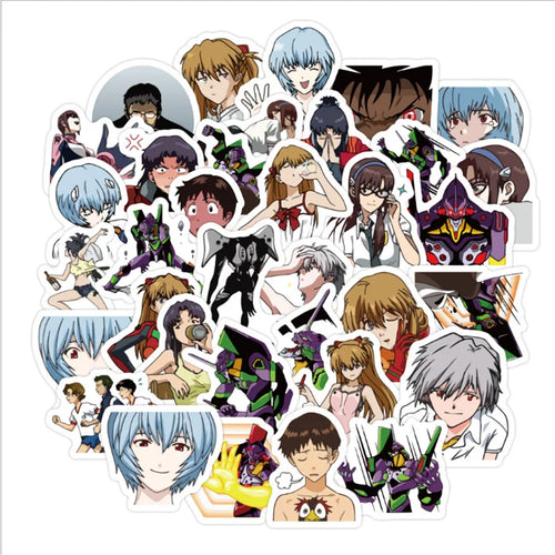 50PCS Evangelion Cartoon Tenman Manual Sticker Water Cup Notebook Stationery Decoration Toy