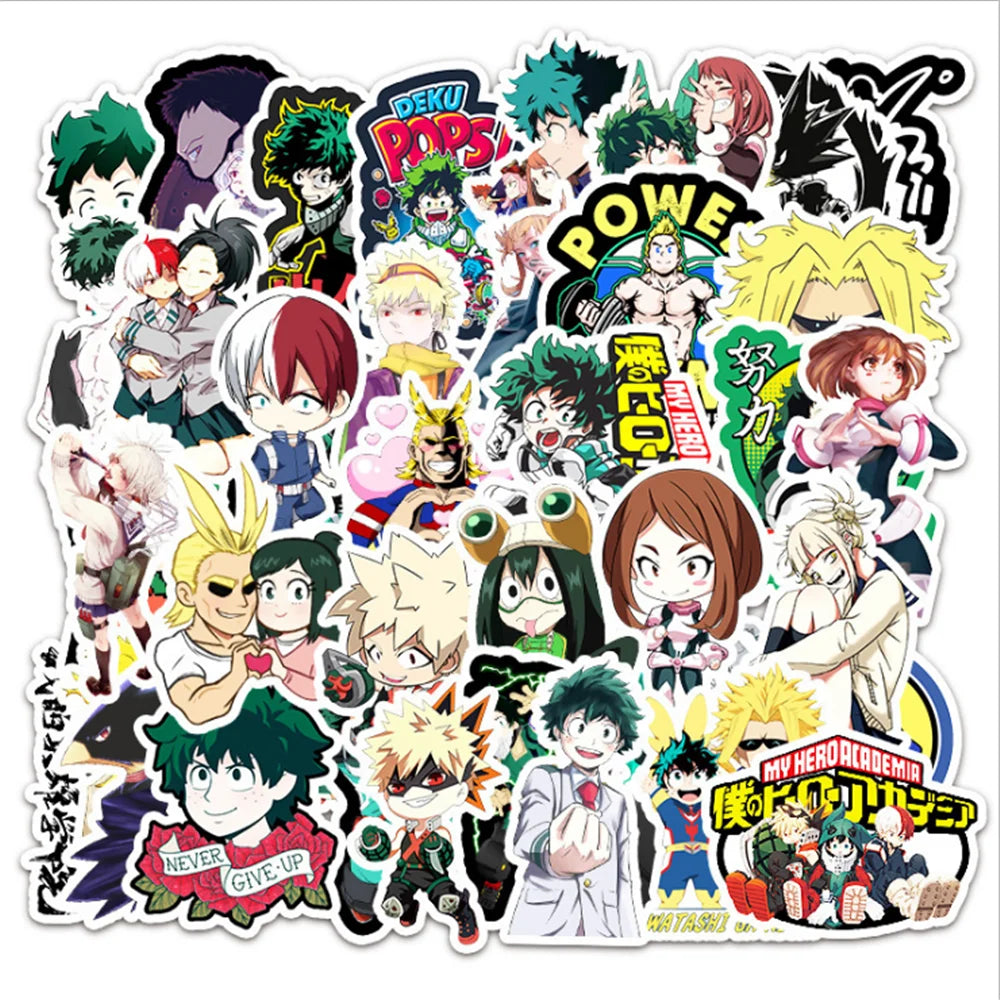 50PCS cartoon and anime Japanese manga Hero Academy character decorative style graffiti stickers, personalized fashion and creative trend DIY exquisite decorative decal cups, helmets, skateboard popular sticker toys