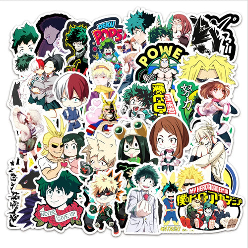 50PCS cartoon and anime Japanese manga Hero Academy character decorative style graffiti stickers, personalized fashion and creative trend DIY exquisite decorative decal cups, helmets, skateboard popular sticker toys