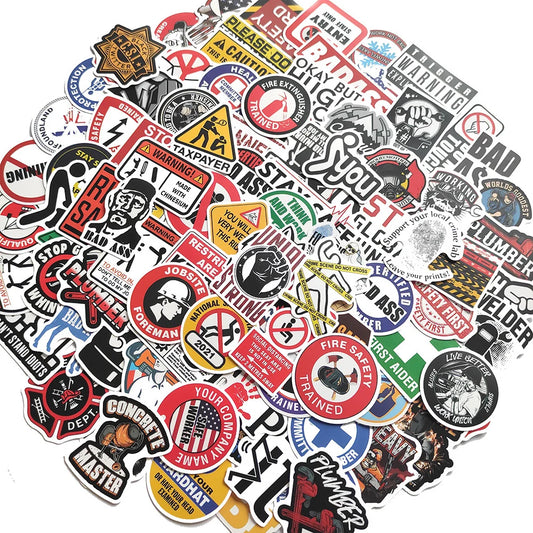 50PCS Worker Tools Hard Hat Graffiti Sticker Skateboard Helmet Luggage Guitar Gift Toy PVC Waterproof Sticker