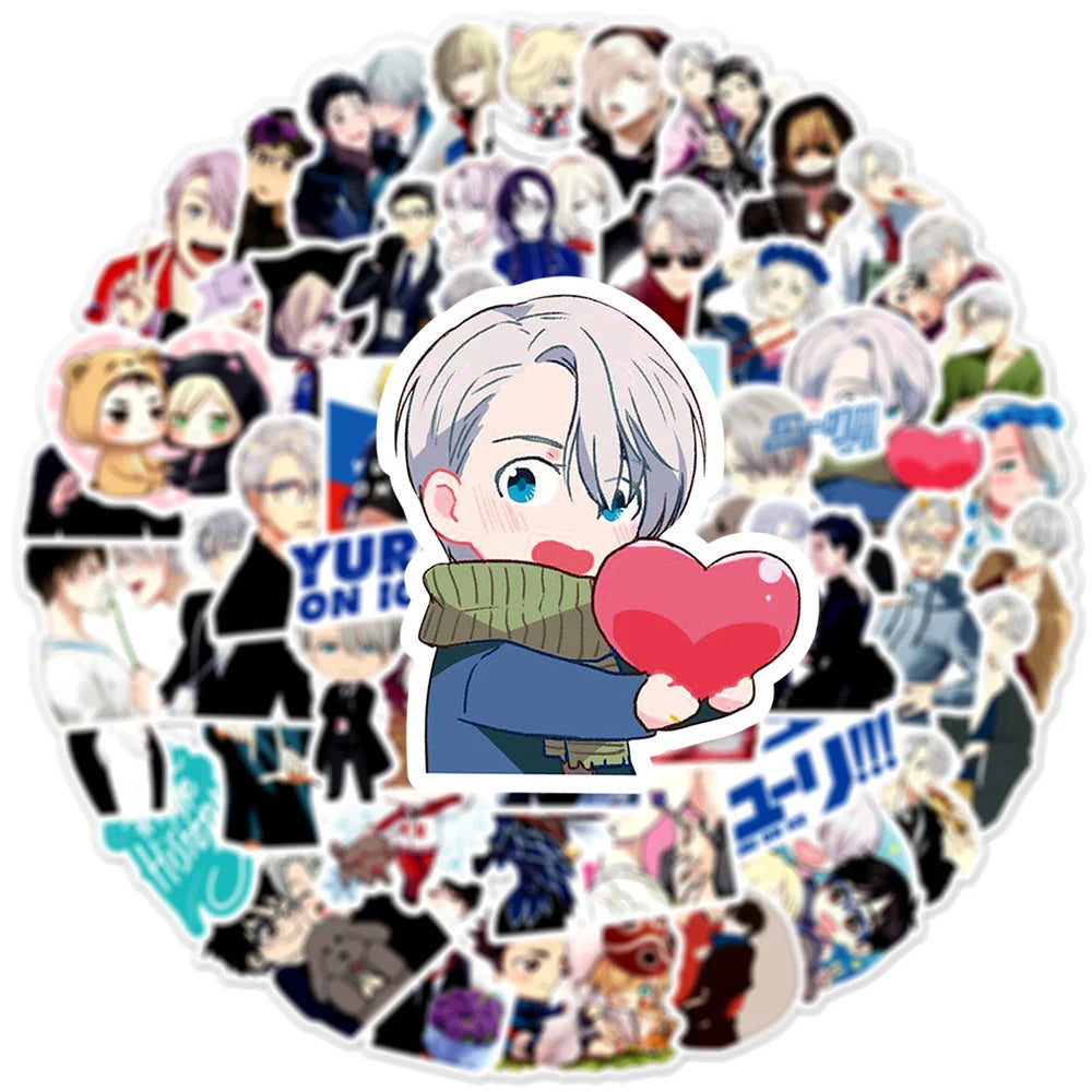 50PCS Anime Yuri on Ice Graffiti Sticker Laptop Skateboard Guitar Refrigerator Waterproof Decorative Sticker