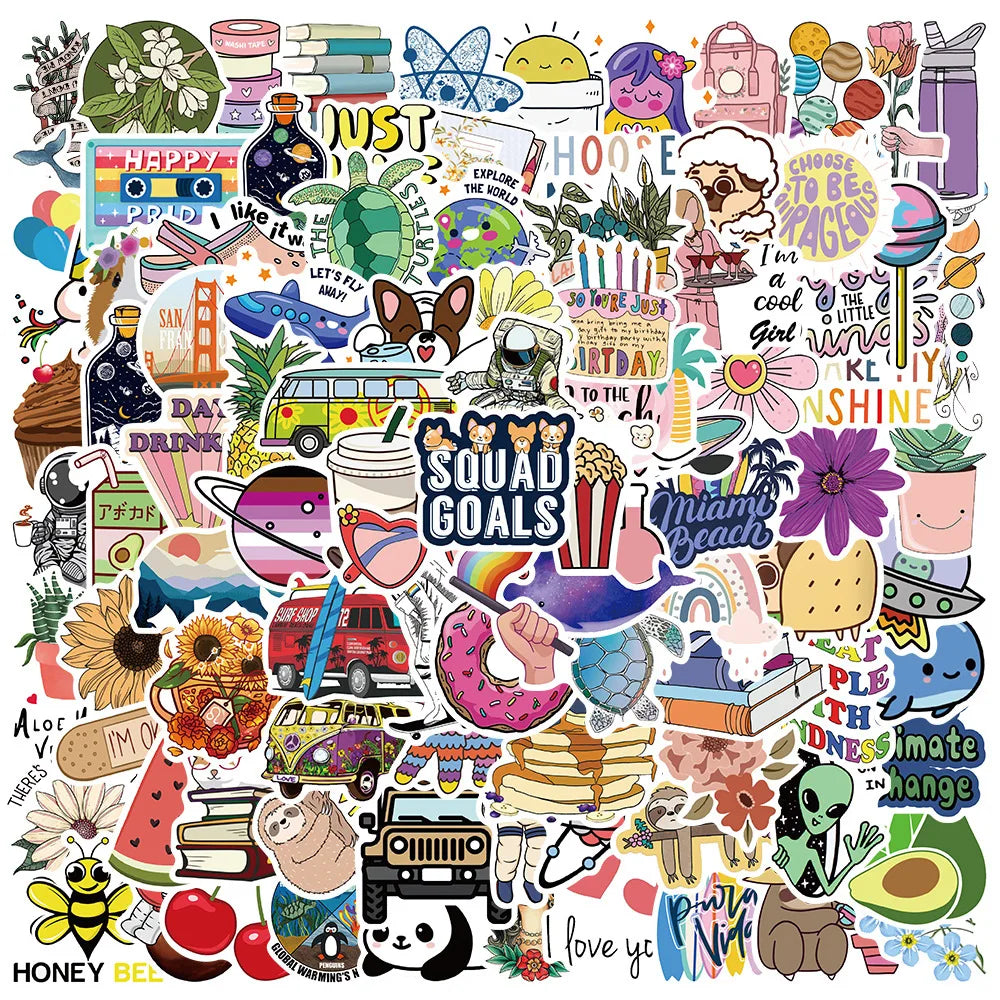100PCS Cute Cartoon Fresh Creative Stickers Stickers Notebook Suitcase Mobile Phone Guitar Waterproof Stickers
