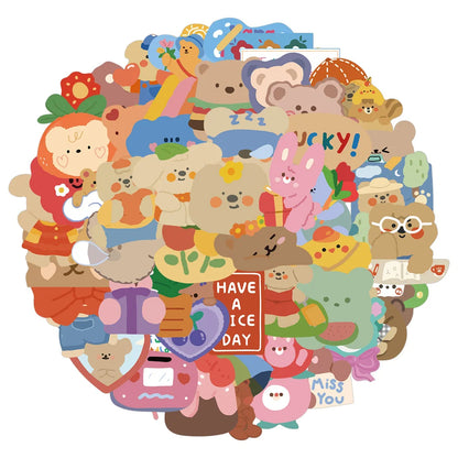 100PCS Cartoon Cute Bear Graffiti Sticker Notebook Scooter Waterproof Guitar Decoration Toy Wholesale