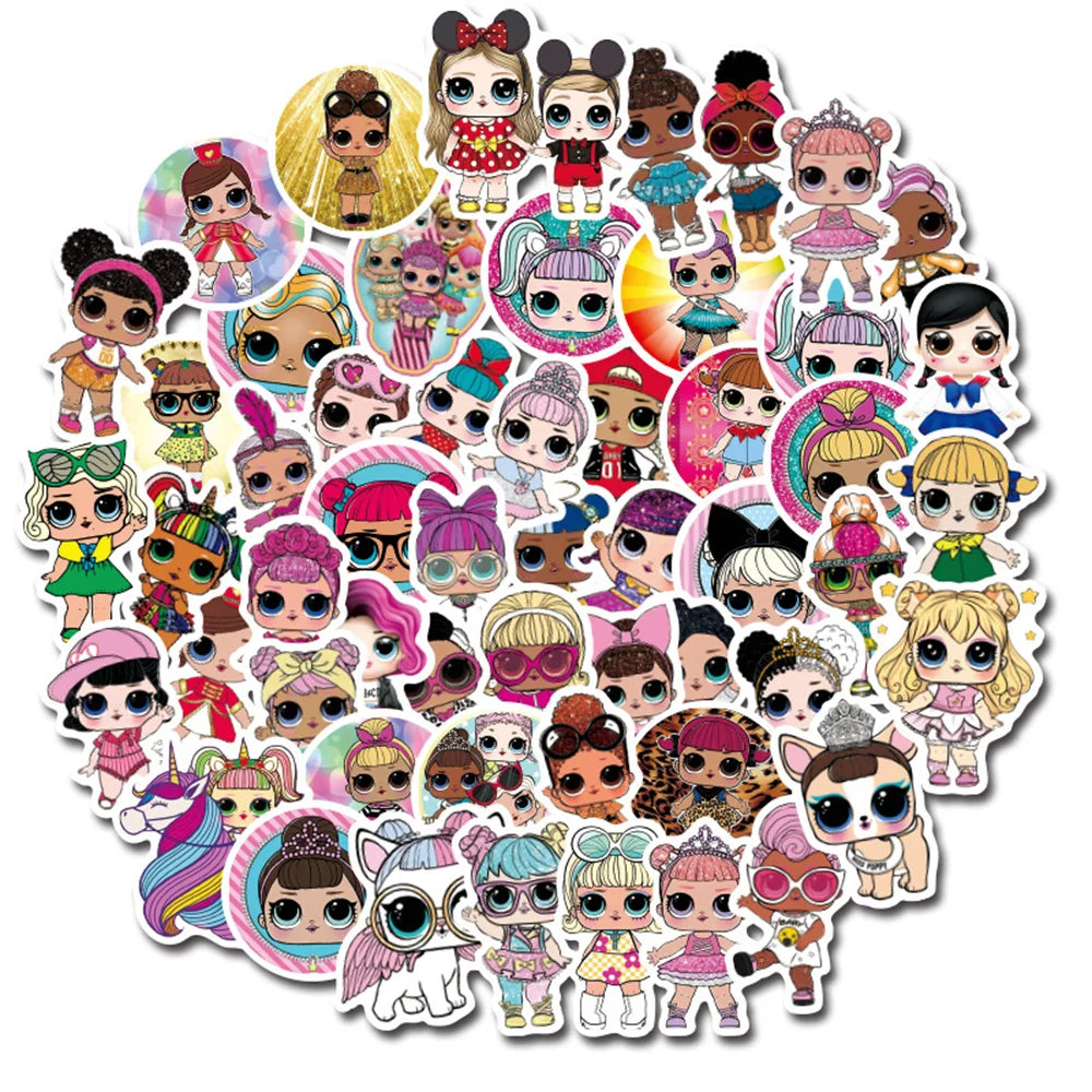 50PCS Cartoon Doll Graffiti Sticker Gift Skateboard Stationery Car Waterproof Children Stationery Sticker